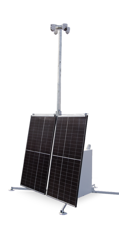 A solar panel mounted on top of a white background.