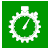 An icon of a stopwatch on a green background.
