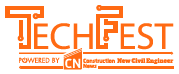 Techfest logo with an orange background.